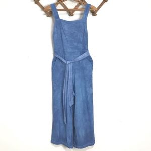 Tie Dye Linen Chambray Overalls Jumpsuit XS Flowy Loose Comfy